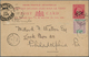12142 Leeward-Inseln: 1890, 1 D Carmine QV Postal Stationery Card, Uprated With 1/2 D Mauve/green QV, Used - Leeward  Islands