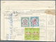 12156 Libyen: 1964: Parcel Card Sent To Teheran, Iran Franked With 1960 High Values 100 M And 200 M And 19 - Libyen