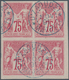 12236 Mayotte: 1876, 75c. Carmine On Pale Rose, Marginal Block Of Four From The Lower Right Corner Of The - Sonstige & Ohne Zuordnung