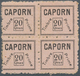 12293 Neukaledonien: 1900 Ca., CAPORN STAMP, 20 C/mes Black On Manila, Block Of 4, 3 Stamps MNH, One Stamp - Autres & Non Classés