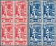 12302 Neuseeland: 1931 1 D And 2 D "HEALTH" Two Mint Never Hinged Blocks Of Four With Superb Perforation A - Ungebraucht