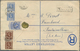 12444 Seychellen: 1922, 12 C Ultramarine KGV Registered Pse (formate H), Uprated With 2 X 5 C Deep Brown A - Seychelles (...-1976)