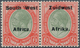 12499 Südwestafrika: 1924, A Pair KG V 1 £ Red/green With English/africaans Partiel DOUBLE IMPRINTS "South - Südwestafrika (1923-1990)