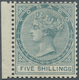 12522 Tobago: 1879, QV 5 Sh. But Wmk. CA For Fiscal Purposes, A Left Margin Copy, Unused Mounted Mint. - Trinité & Tobago (1962-...)