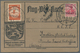 12877 Flugpost Übersee: 1912, Airmail Rhein-Main TO INDIA(!): Airmail Stamp 10 Pf And Germania 10 Pf. (rou - Sonstige & Ohne Zuordnung