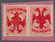 13318 Albanien: 1913. Téte Bêche Pair On Piece Red Turkish 20 Para Stamp Of The Mohamed V Issue, Overprint - Albanien