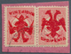 13318 Albanien: 1913. Téte Bêche Pair On Piece Red Turkish 20 Para Stamp Of The Mohamed V Issue, Overprint - Albanie