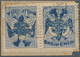 13319 Albanien: 1913. Téte Bêche Pair On Piece Blue Turkish 1 Piaster Stamp Of The Mohamed V Issue, Overpr - Albanien