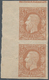 13372 Belgien: 1869, King Leopold II. 5 Fr. Yellow-brown, Imperforated Vertical Proof Pair With Sheet Marg - Autres & Non Classés