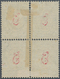 13456 Bulgarien: 1884, 5 On 30st. Blue/brown, Typographic Overprint, "block Of Four" (vertically Separated - Briefe U. Dokumente