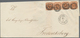 13481 Dänemark: 1854, 4 Sk Orange Brown, Horizontal Strip Of 4, Each Stamp Tied By Numeral Cancellation "2 - Storia Postale