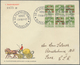 13493 Dänemark: 1938, 5 Öre Green With Red Chessboard Overprinting D.F.U. FRIM.UDST. 1938 In A Sheet Of 6 - Lettres & Documents