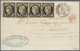 13568 Frankreich: 1850: 30 C. Ceres Black, Horizontal Strip Of Four With Good Margins On Folded Letter Fro - Oblitérés