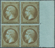 13597 Frankreich: 1862, 1 C Golden Brown (mordoré) On Bluish Napoleon, Block Of 4 From Right Margin, VF MN - Gebraucht