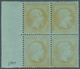 13597 Frankreich: 1862, 1 C Golden Brown (mordoré) On Bluish Napoleon, Block Of 4 From Right Margin, VF MN - Gebraucht