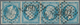 13602 Frankreich: 1862, 20c. Blue "Empire Dentele", Tête-bêche Pair Within A Strip Of Four (slightly Folde - Oblitérés