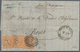 13605A Frankreich: 1864: 40 Cts Orange, Three Stamps, On Letter From Marseilles To Reus, Spain, Tied By Num - Gebraucht