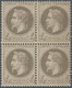13614 Frankreich: 1862, 4 C. Napoleon Gray Purpel, Unused Block Of 4 With Original Gum. Signed (Yvert No. - Gebraucht