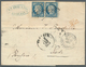 13654 Frankreich: 1875, Folded Letter With Horizontal Pair Of Perforated 25 C Ceres From Bordeaux To POTI - Gebraucht