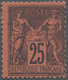 13670 Frankreich: 1878, 25 C. Allegory Black To Red Unused With Hinge And Normal Perforation, Sign. Brun. - Gebraucht