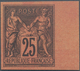 13672 Frankreich: 1878, 25 C. Allegory Black To Red Unused Without Gum, With Right Sheet Margin And Imperf - Gebraucht