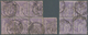 13674 Frankreich: 1877, Allegorie 5 Franc Violet On Light-lilac One Block Of Seven And Ond Block Of Four, - Gebraucht