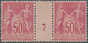 13677 Frankreich: 1897, 50 C. Carmine On Rose Allegory In The Horizontal Gutter Pair With Millésime "7", U - Gebraucht