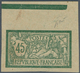 13696 Frankreich: 1906. Imperforate "Merson 45c", Printed Double: One Side Normal Print With Top Margin, T - Gebraucht