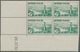 13754 Frankreich: 1935, 2fr. "Breton Riverside", Two Marginal Block Of Four From The Lower Left Corner Of - Gebraucht