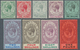 14067 Gibraltar: 1906-11 KEVII., Wmk Mult Crown CA, Set Of Nine With 1908 £1 And 1906-11 Set Except 2½d., - Gibraltar