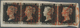 14134 Großbritannien: 1840, 1d. Black, Single Copy "A-B" And Horiz. Strip Of Three "T-A, T-B, T-C" (centre - Sonstige & Ohne Zuordnung