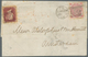 14157 Großbritannien: 1866, 1 D. Darkrosa In Scarce Combination With 3d. Rose On Folded Envelope With Dupl - Autres & Non Classés