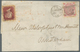 14157 Großbritannien: 1866, 1 D. Darkrosa In Scarce Combination With 3d. Rose On Folded Envelope With Dupl - Sonstige & Ohne Zuordnung