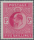 14173 Großbritannien: 1902/1912, 5s. Carmine, Fresh Colour, Well Perforated, Slight Corner Creasing, Mint - Autres & Non Classés