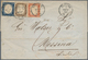 14682 Italien - Altitalienische Staaten: Sardinien: 1858: IV Emission, Three Color Franking: 40 C Red + 10 - Sardegna