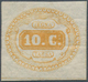 14802 Italien - Portomarken: 1863, 10 C. Yellow Unused Single Stamp With Certificate Carraro (2004). (Mich - Segnatasse