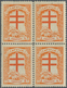 14953 Lettland: 1930, 1 S/2 S Tuberculosis Block Of Four Mnh Printed In Wrong Colour Orange/brickred. Only - Lettonie