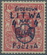 15172 Mittellitauen: 1920, Freimarke Von Litauen Mit Aufdruck 4 M. Auf 10 Sk. In Der Seltenen Farbe KARMIN - Lituanie