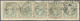 15270 Norwegen: 1857. Definitive 3sk Gray-violet King Oscar I In A Horizontal Strip Of 5 On Piece. - Neufs