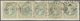 15270 Norwegen: 1857. Definitive 3sk Gray-violet King Oscar I In A Horizontal Strip Of 5 On Piece. - Ungebraucht