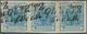 15328 Österreich: 1850, 9 Kr. Blau MP Type IIIb Im Waagrechten Dreierstreifen Allseits Voll- Bis Breitrand - Unused Stamps