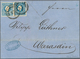 15340 Österreich: 1858/59: 15 Kr. Blau, Type II, Im Paar Geklebt Mit 15 Kr. Dunkelblau, Type I, Auf Unbeha - Ungebraucht