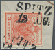 15746 Österreich - Stempel: SPITZ (Niederösterr.): 1850, 3 Kr. Rot Allseits Voll- Bis Breitrandig Auf Brie - Maschinenstempel (EMA)