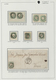 15875 Portugal: 1855-56 - 50 Rs. Two Horizontal Used Pairs And Three Stamps With Different Cancelations; A - Lettres & Documents