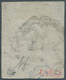 16040 Schweiz - Zürich: 1846 Zürich 6 Rp. Schwarz Mit Waag., Roten Unterdrucklinien, Type 1, Entwertet Mit - 1843-1852 Timbres Cantonaux Et  Fédéraux