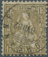 16092 Schweiz: 1882 Sitzende Helvetia 1 Fr. Golden Auf Faserpapier, Gebraucht Und Sauber Entwertet Mit Ort - Ungebraucht