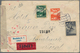 16177 Slowakei: 1945, 50 H Green, 1 Ks Red-orange And 10 Ks Violet-grey Airmail Stamps, Mixed Franking On - Neufs