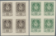 16258 Spanien: 1936, Philatelic Exhibition, 10c. Brownish Black And 15c. Green, Blocks Of Four, Unmounted - Oblitérés