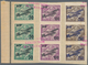 16290 Tschechoslowakei: 1922. Complete Airmail Set (3 Values) In Vertical Strips Of 3 (except 50h) Mounted - Lettres & Documents