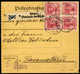 Beleg 10 Pfg. = 7½ H., "Königsberg-Marken", 20 Exemplare, Teils In Einheiten Vs. Und Rs. Auf Schöner Gelber Paketkarte ( - Sonstige & Ohne Zuordnung